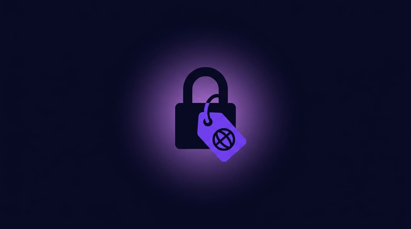 Closed business sign with domain name lock icon on dark background