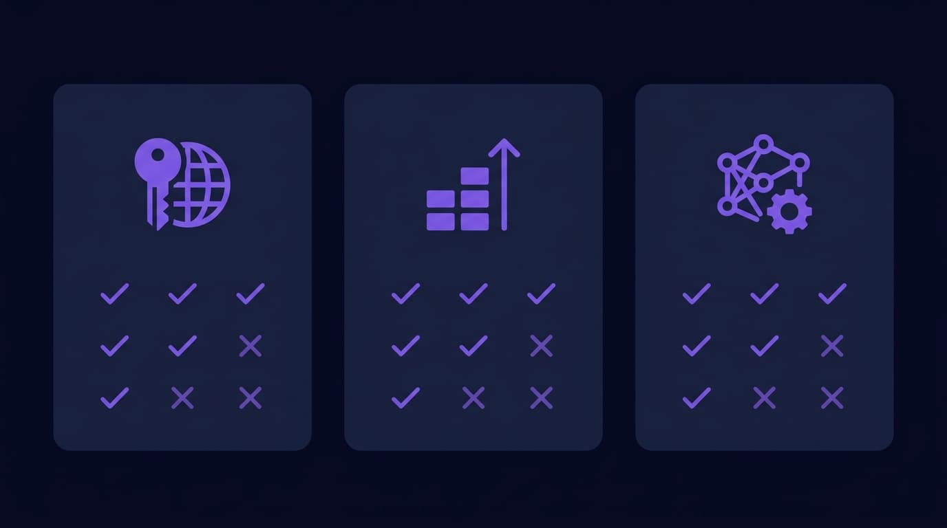 Comparison table of domain management tools on a laptop screen