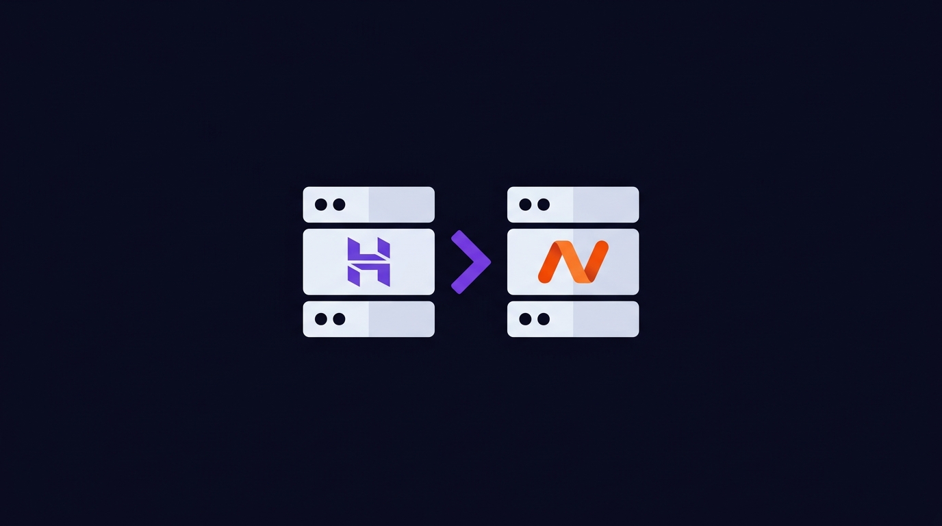 Comparison scale showing Hostinger versus Namecheap logos for domain registration