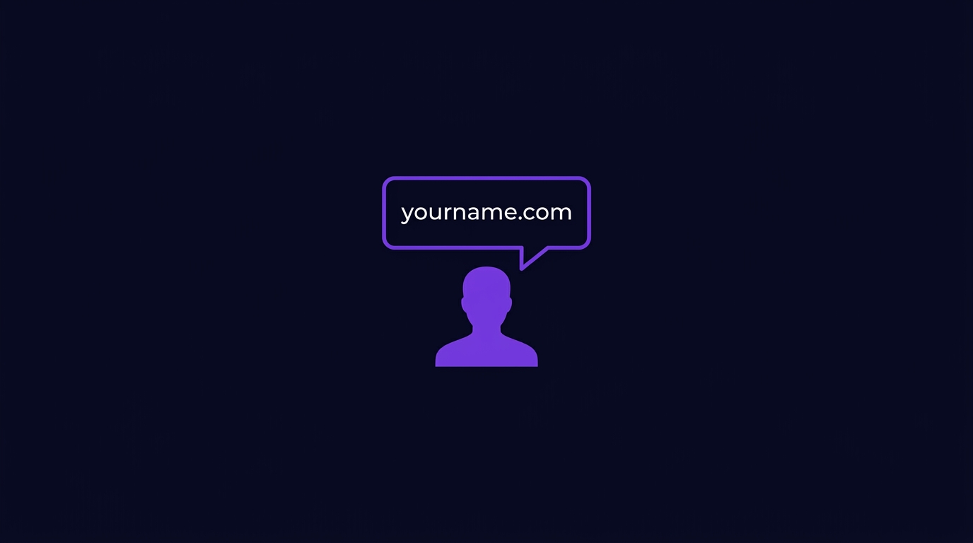 Personal brand website on a laptop showing a professional domain